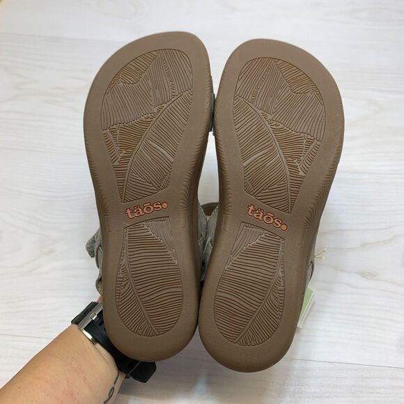 Taos Sandal Womens 6 Gray Swifty Open Toe Ankle Straps Slip On Casual Leather - Picture 11 of 11